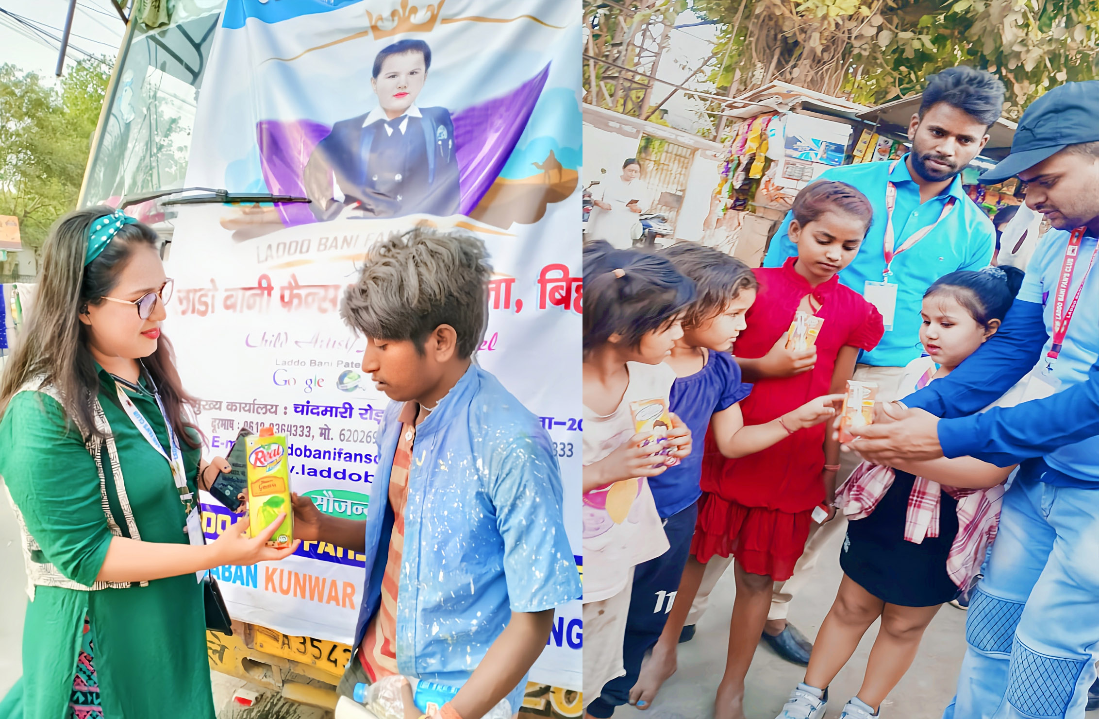 Juice distribution in slum area